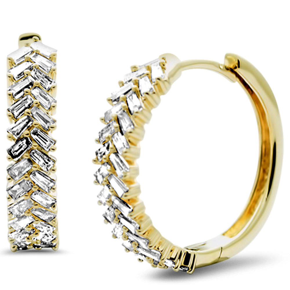 SPECIAL! .62ct G SI 14K Yellow Gold Baguette Diamond Hoop Earrings