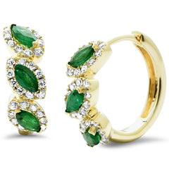 SPECIAL! .68ct G SI 14K Yellow Gold Diamond & Emerald Gemstone Earrings