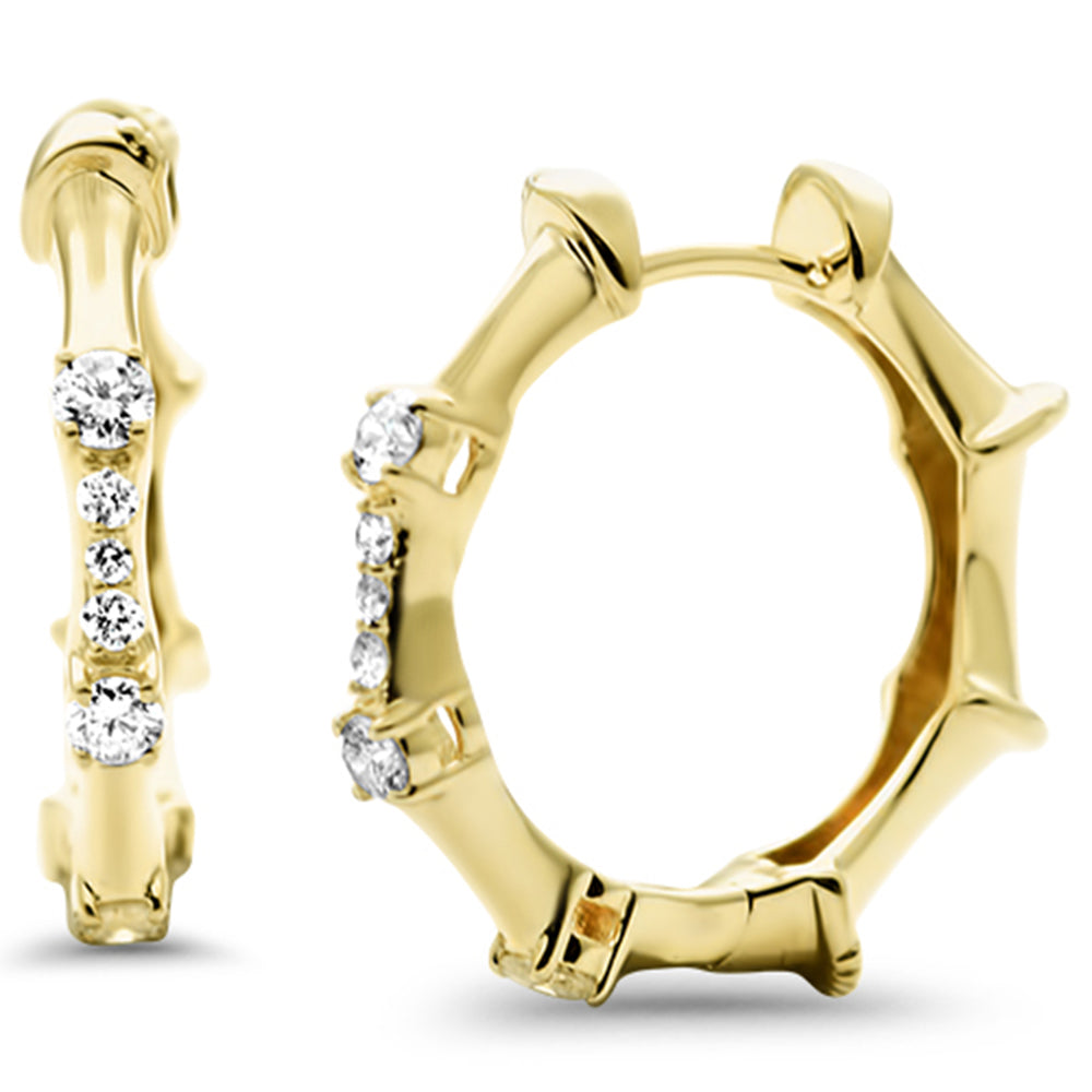 SPECIAL! .22ct G SI 14K Yellow Gold Diamond Bamboo Style Hoop Earrings