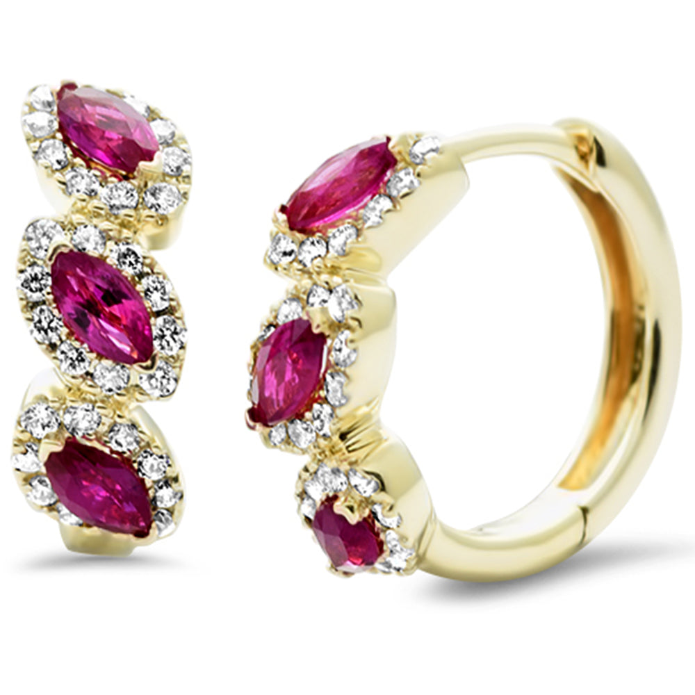 SPECIAL! .73ct G SI 14K Yellow Gold Diamond & Ruby Gemstone Hoop Earrings