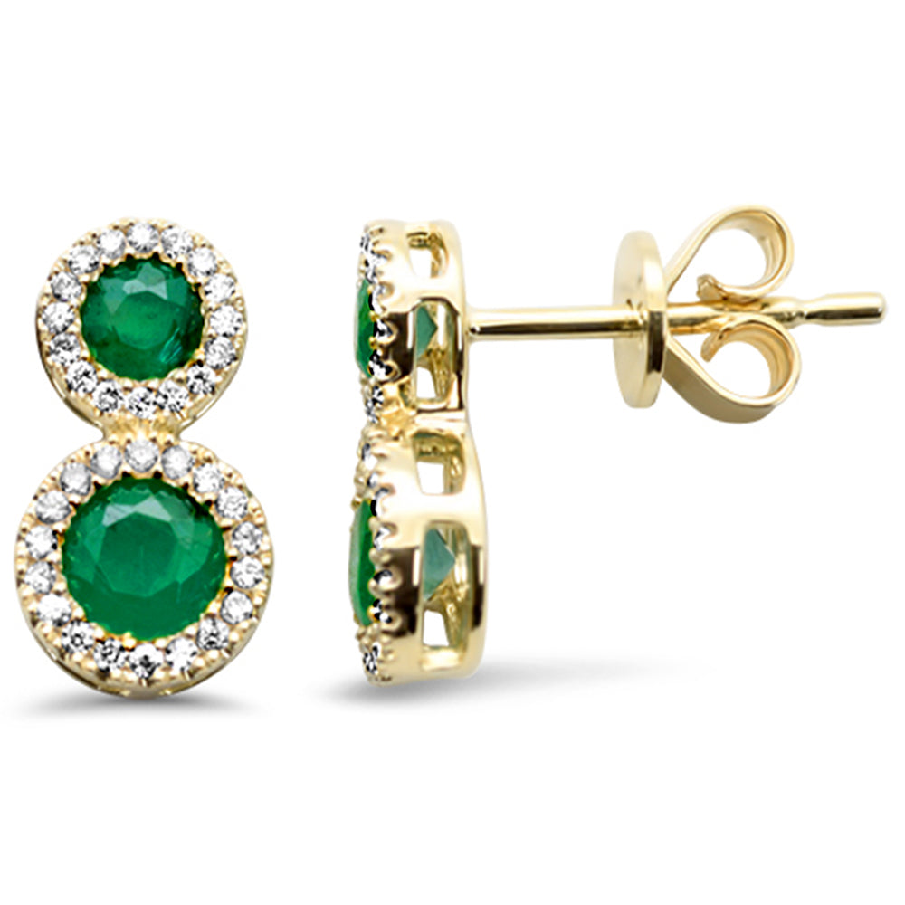SPECIAL! .95ct G SI 14K Yellow Gold Diamond & Emerald Gemstone Drop Earrings