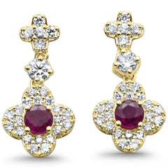 SPECIAL! .58ct G SI 14K Yellow Gold Diamond & Ruby Gemstone Drop Earrings