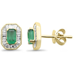 SPECIAL! 1.04ct G SI 14K Yellow Gold Diamond & Emerald Gemstone Earrings