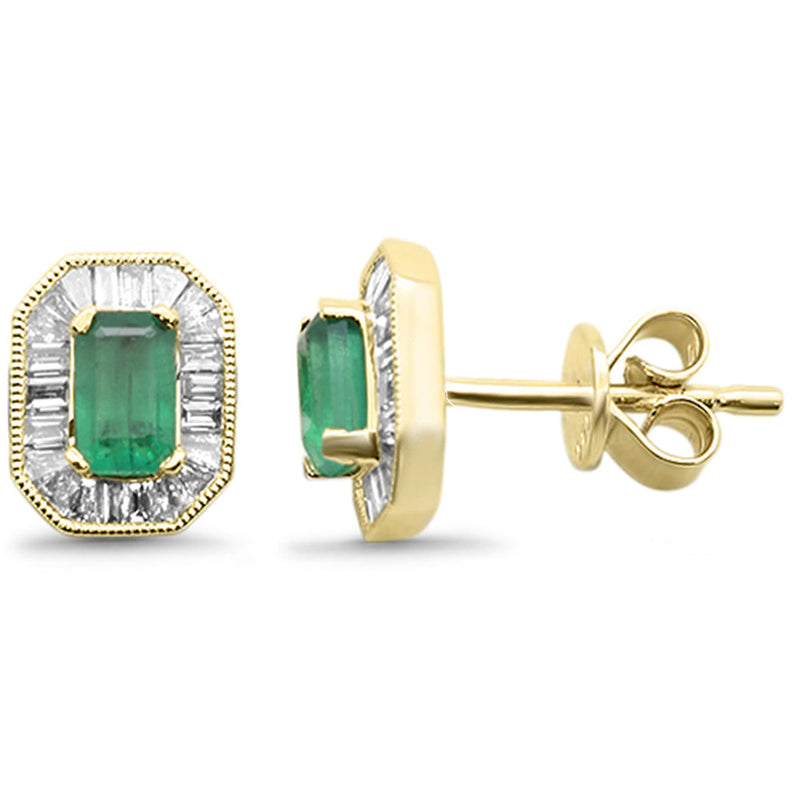 SPECIAL! 1.04ct G SI 14K Yellow Gold Diamond & Emerald Gemstone Earrings