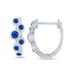 SPECIAL! .60ct G SI 14K White Gold Blue Sapphire Gemstone Hoop Earrings