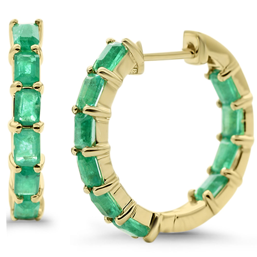 SPECIAL! 2.47ct G SI 14K Yellow Gold Emerald Gemstone Hoop Earrings
