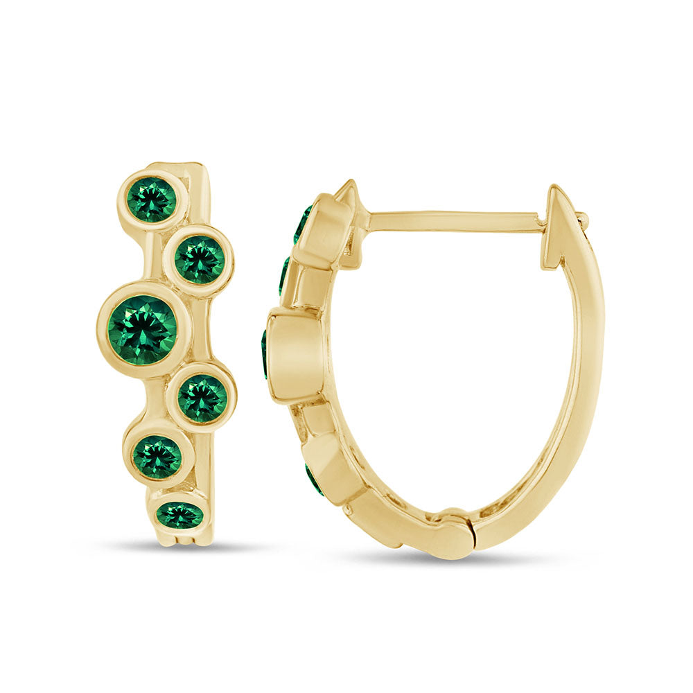 SPECIAL! .50ct G SI 14K Yellow Gold Emerald Gemstone Hoop Earrings