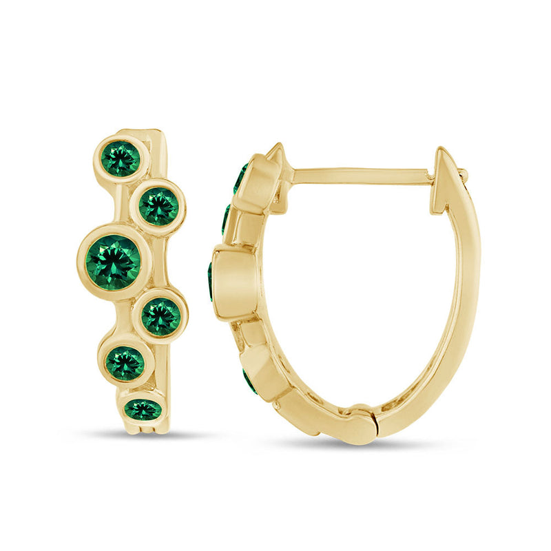 SPECIAL! .50ct G SI 14K Yellow Gold Emerald Gemstone Hoop Earrings