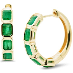 SPECIAL! 1.92ct G SI 14K Yellow Gold Emerald Gemstone Hoop Earrings