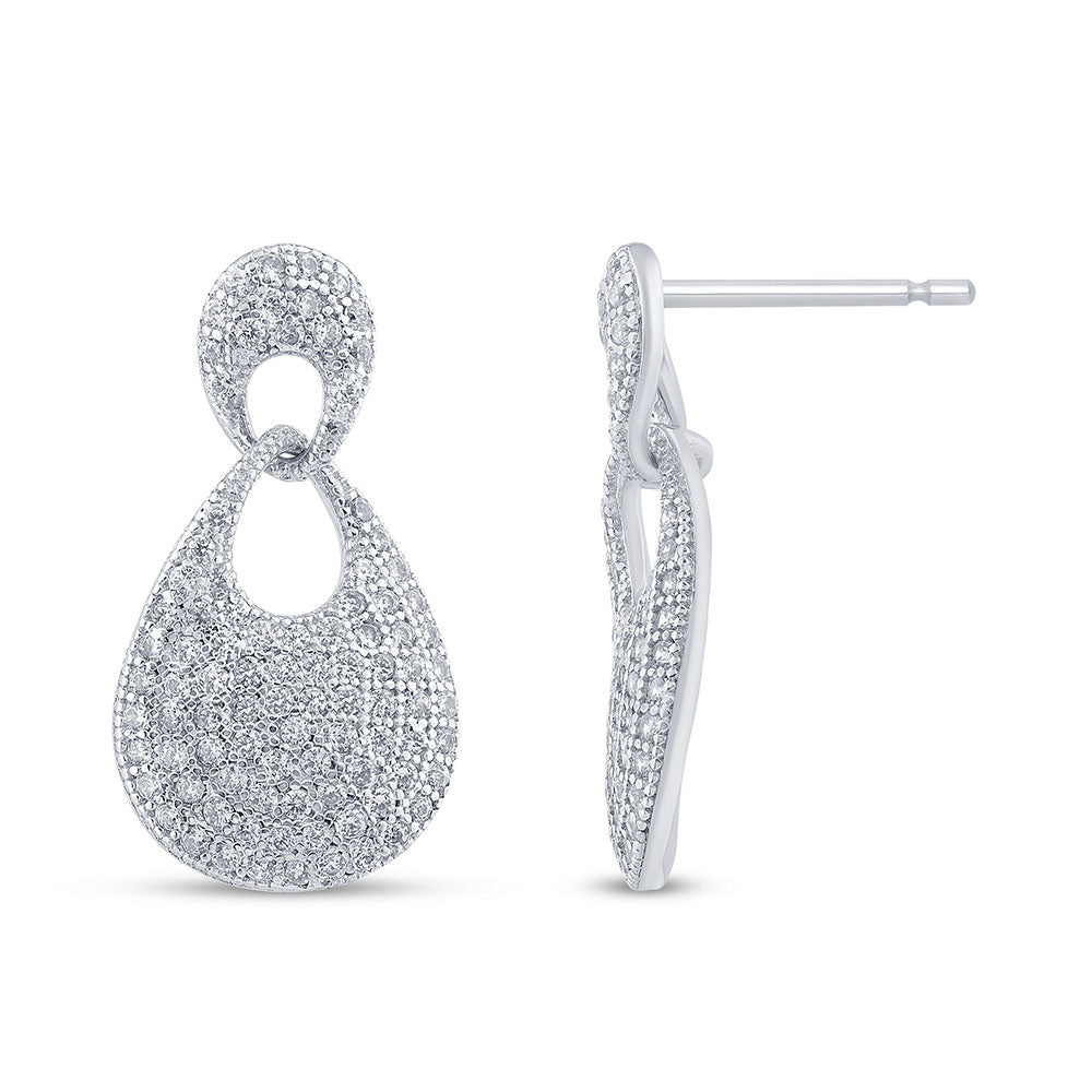 SPECIAL! .91ct G SI 14K White Gold Diamond Art Deco Dome Drop Earrings