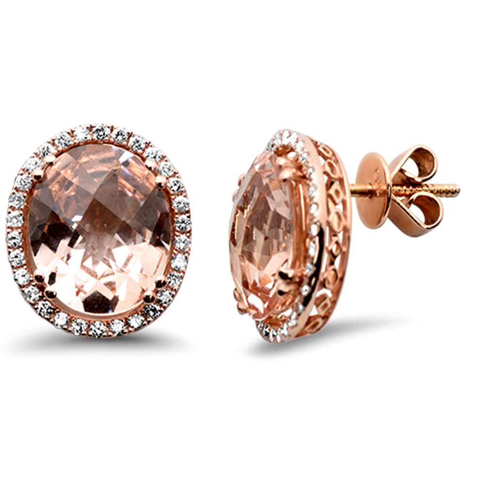 SPECIAL! 8.06ct G SI 14K Rose Gold Diamond & Oval Morganite Gemstone Earrings