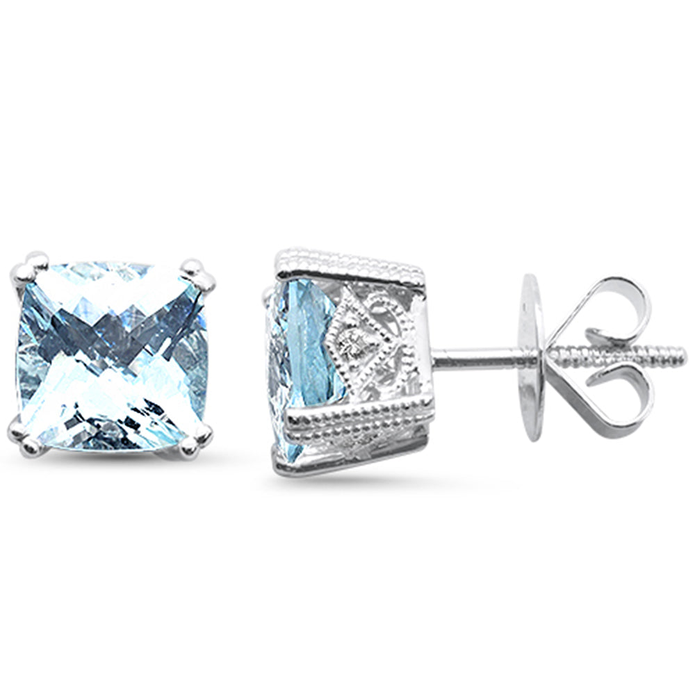 SPECIAL! 2.75ct G SI 14K White Gold Diamond & Aquamarine Gemstone Earrings