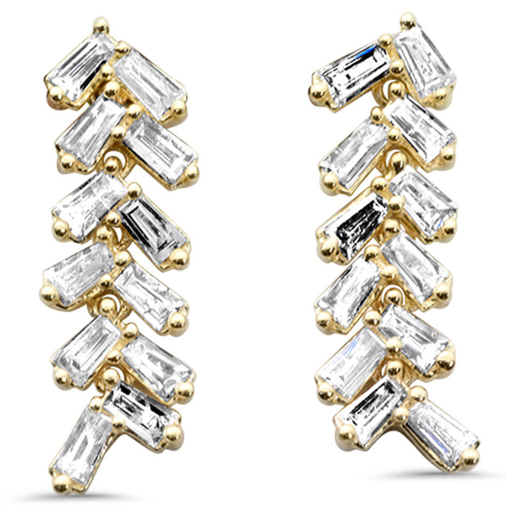 SPECIAL! .34ct G SI 14K Yellow Gold Diamond Baguette Stone Drop Dangle Earrings