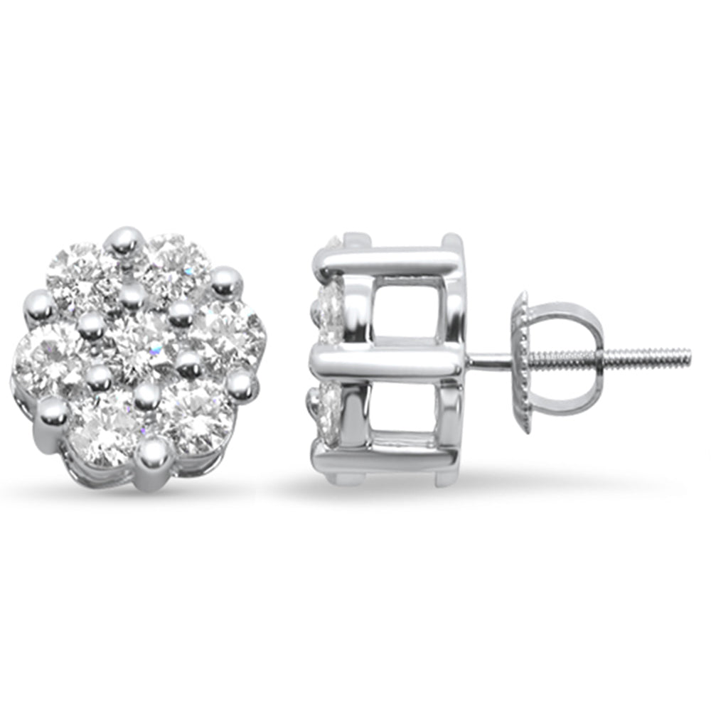 SPECIAL! 1.03ct G SI 14K White Gold Diamond Flower Screw Back Earrings