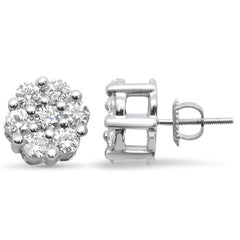SPECIAL! 1.03ct G SI 14K White Gold Diamond Flower Screw Back Earrings