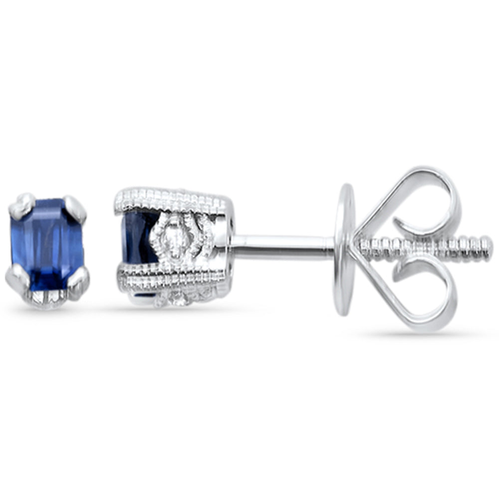 SPECIAL! .54ct G SI 14K White Gold Diamond & Blue Sapphire Gemstone Earrings