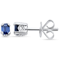 SPECIAL! .54ct G SI 14K White Gold Diamond & Blue Sapphire Gemstone Earrings