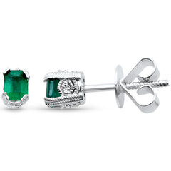 .40ct G SI 14K White Gold Diamond & Emerald Gemstone Earrings