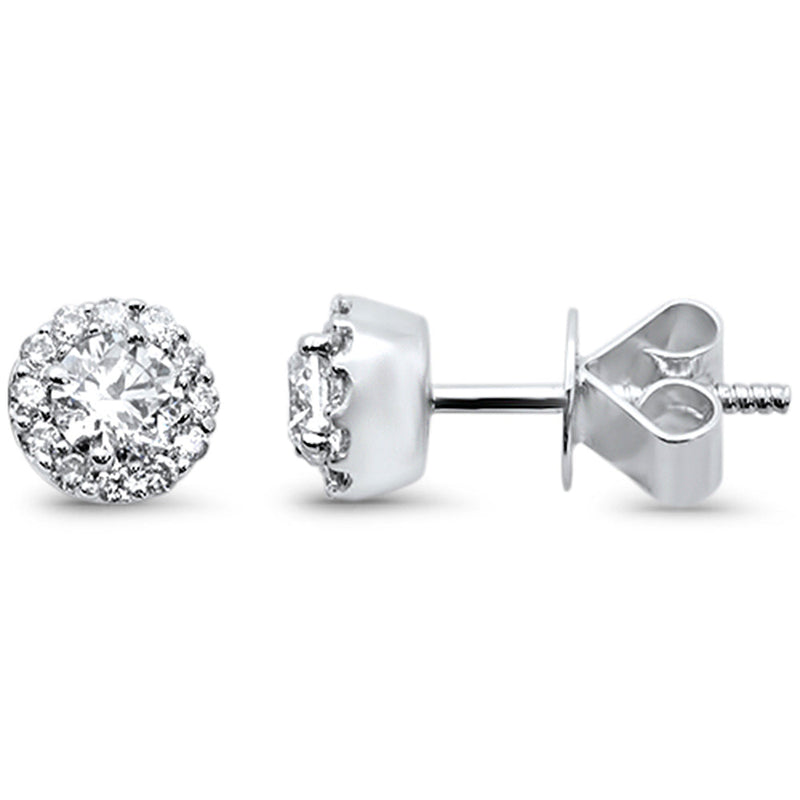 SPECIAL! .71ct G SI 14K White Gold Round Diamond Halo Stud Earrings