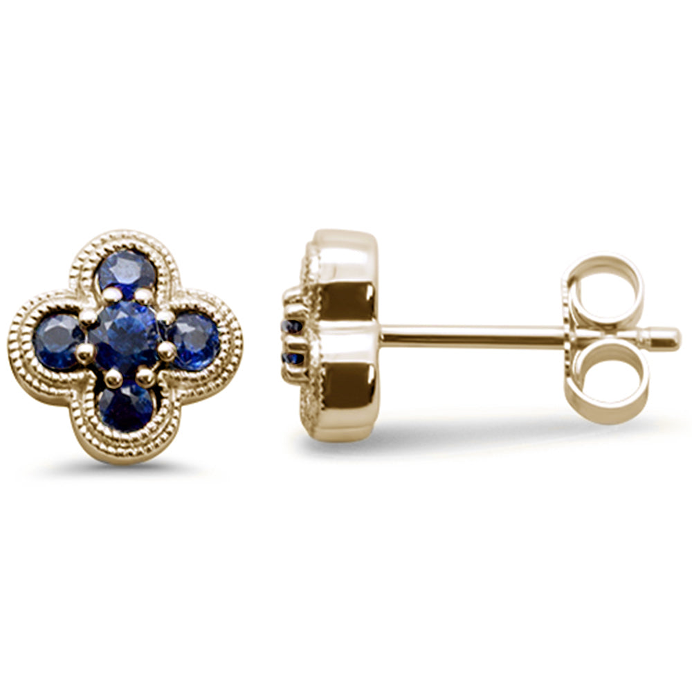 SPECIAL! .53ct G SI 14K Yellow Gold Blue Sapphire Gemstone Clover Earrings