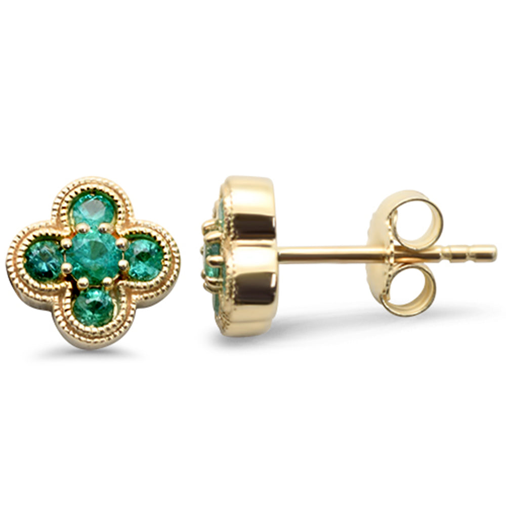 SPECIAL! .35ct G SI 14K Yellow Gold Emerald Gemstone Clover Earrings