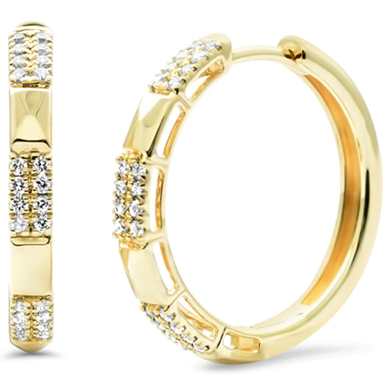 SPECIAL!.22ct G SI 14K Yellow Gold Diamond Studded Design Hoop Earrings