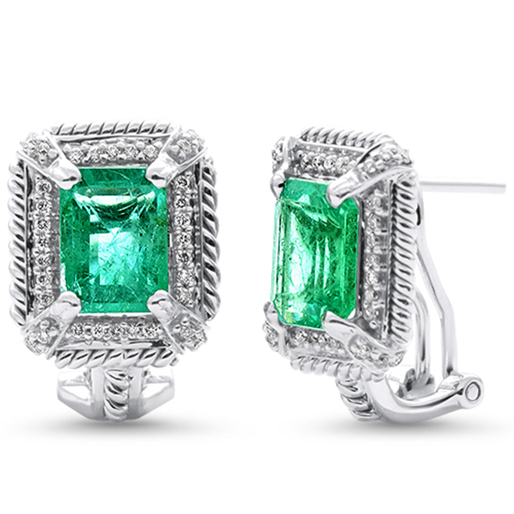 SPECIAL! 3.10ct G SI 14K White Gold Natural Emerald Gemstone Earrings