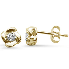 SPECIAL!.19ct G SI 14K Yellow Gold Diamond Flower Stud Earrings