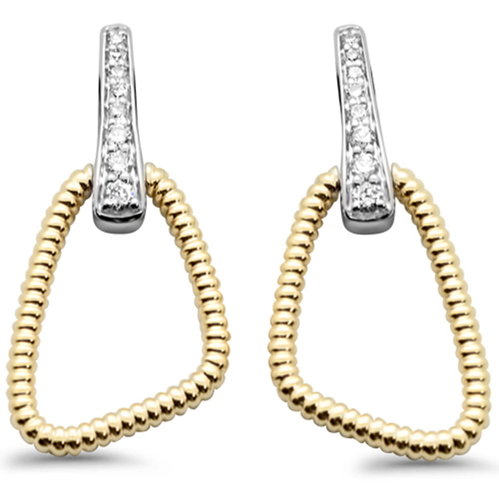 SPECIAL!.19ct G SI 14K Two Tone Gold Modern Abstract Diamond Hoop Earrings