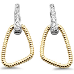 SPECIAL!.19ct G SI 14K Two Tone Gold Modern Abstract Diamond Hoop Earrings