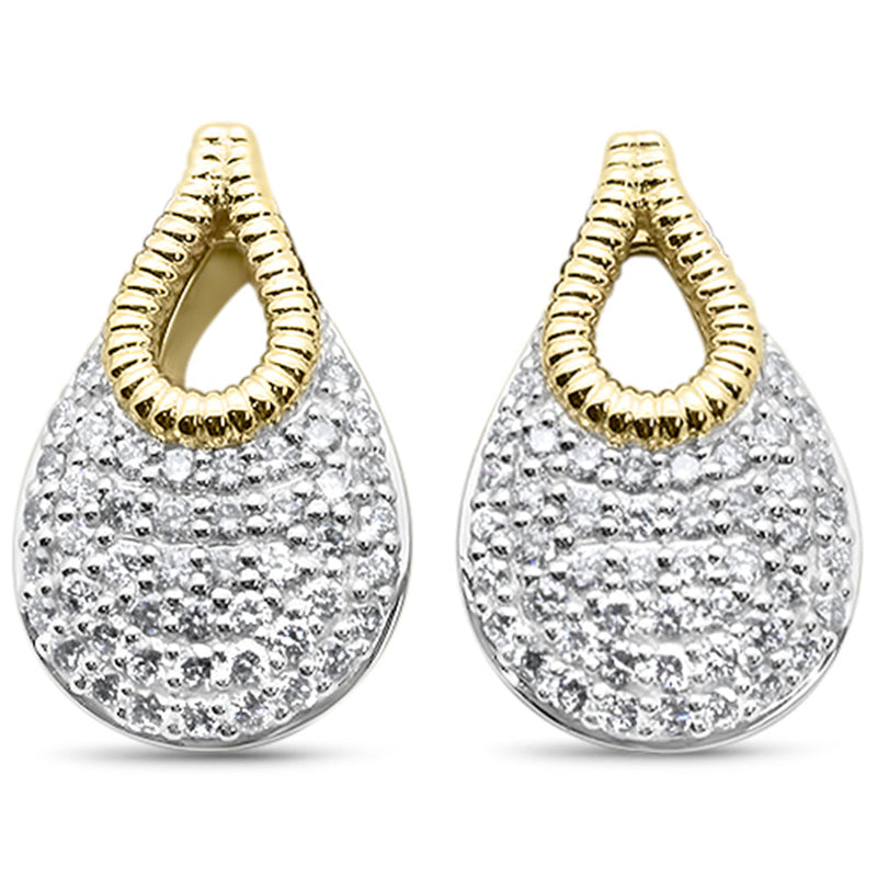 SPECIAL!.99ct G SI 14K Yellow Gold Modern Pave Set Diamond Earrings