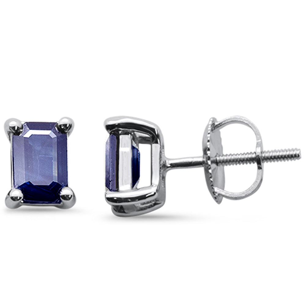 SPECIAL! 1.20ct G SI 14K White Gold Blue Sapphire Gemstone Stud Earrings