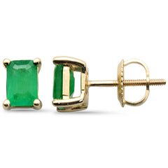 SPECIAL!1.02ct G SI 14K Yellow Gold Emerald Gemstone Stud Earrings