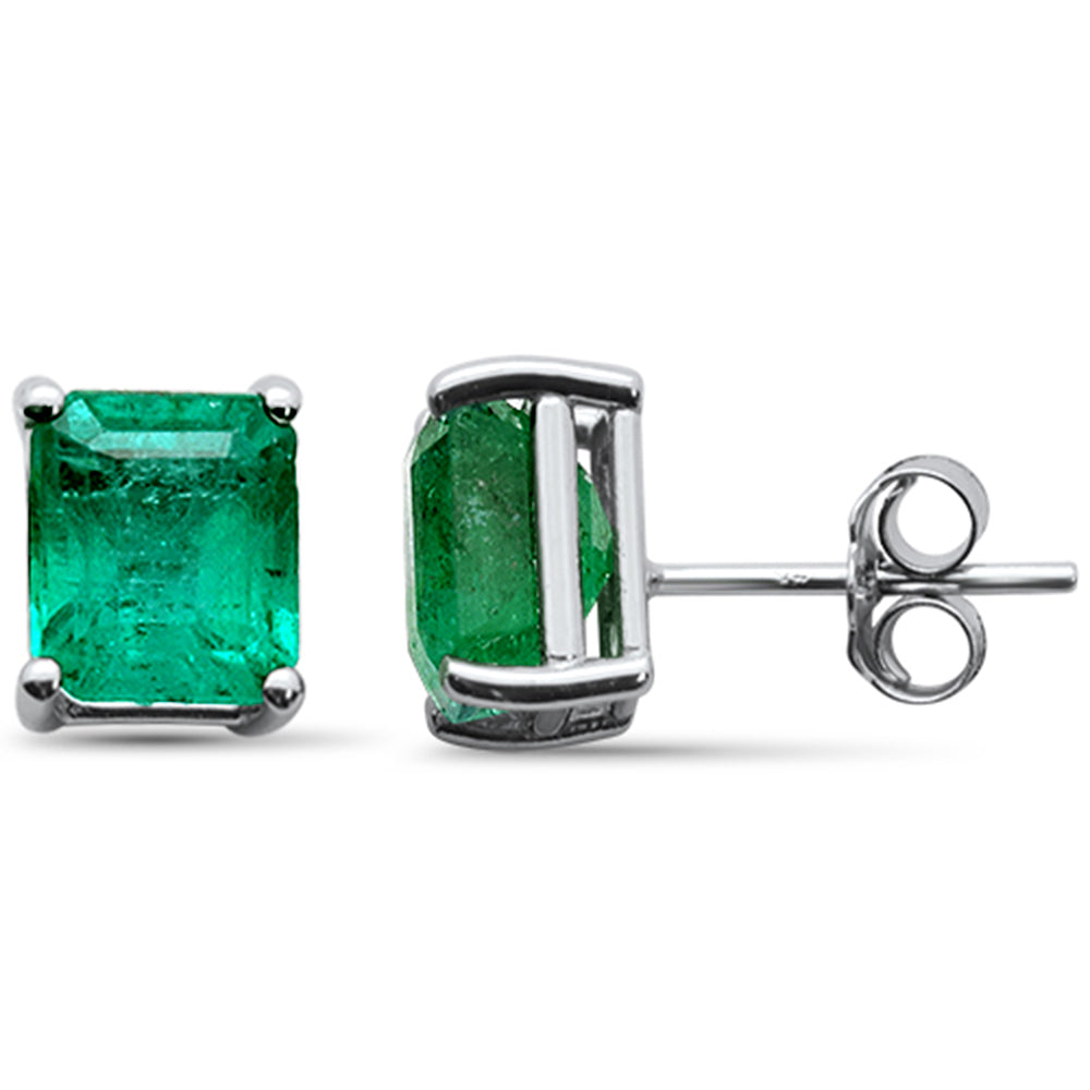 SPECIAL!3.10ct G SI 14K White Gold Emerald Gemstone Stud Earrings