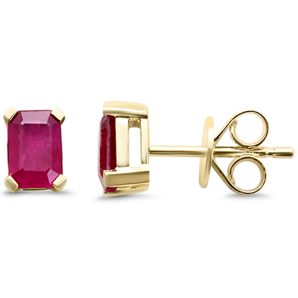 SPECIAL!1.11ct 14K Yellow Gold Radiant Cut Natural Ruby Earrings