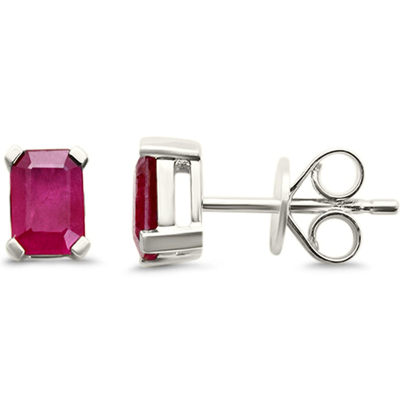 SPECIAL! 1.55ct 14K White Gold Radiant Cut Natural Ruby Earrings