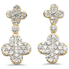 SPECIAL!.72ct G SI 14K Yellow Gold Diamond Clover Drop Earrings