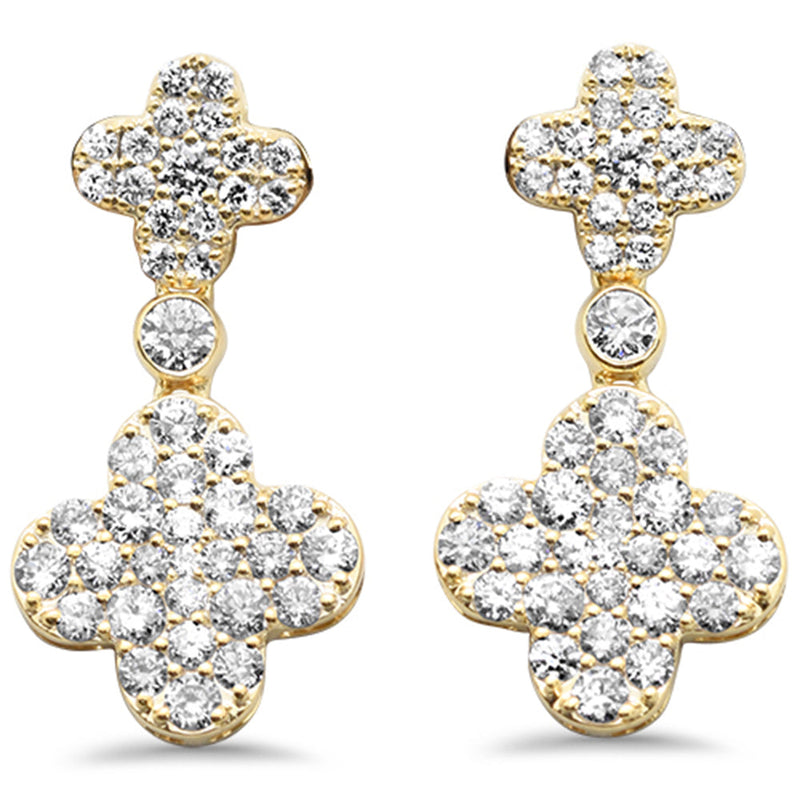SPECIAL!.72ct G SI 14K Yellow Gold Diamond Clover Drop Earrings