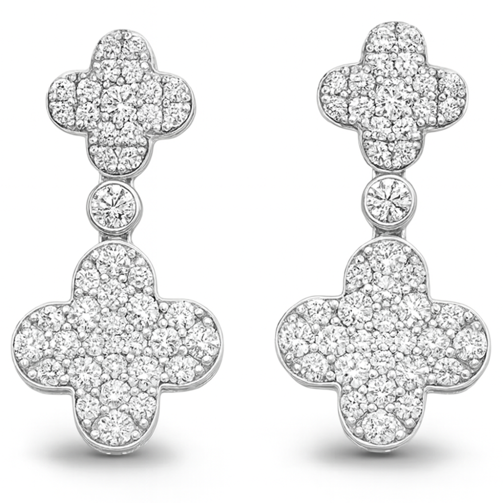 SPECIAL!.71ct G SI 14K White Gold Diamond Clover Drop Earrings