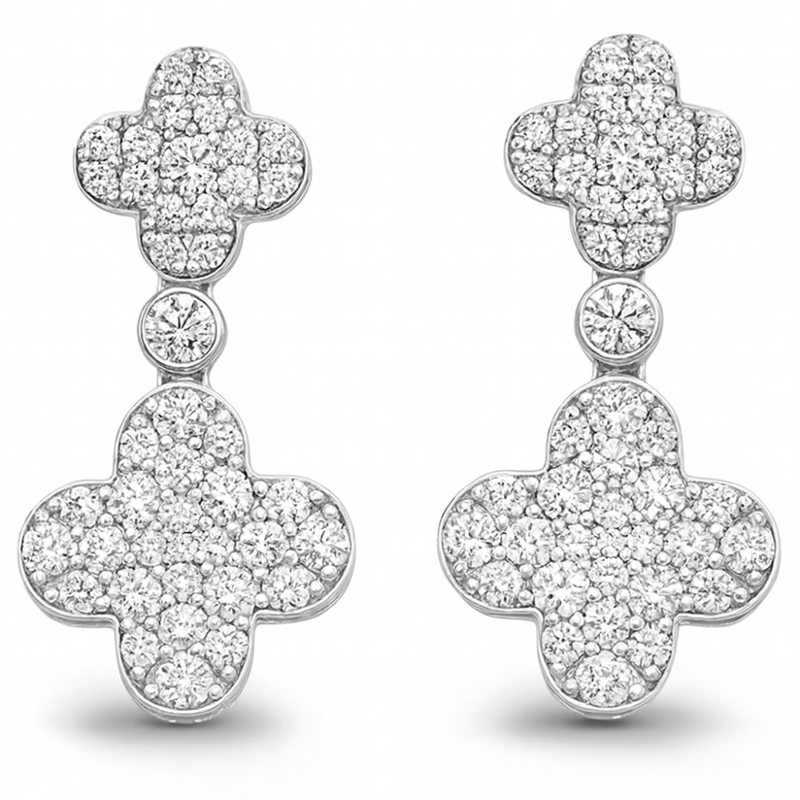 SPECIAL!.71ct G SI 14K White Gold Diamond Clover Drop Earrings
