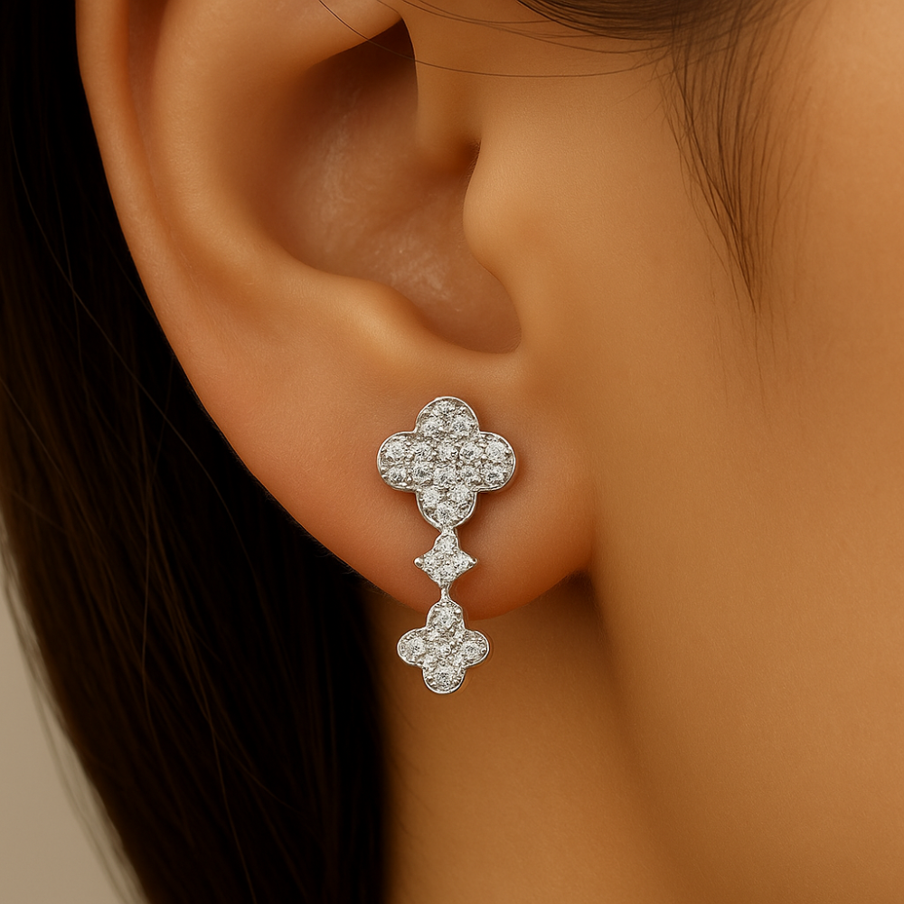 SPECIAL!.51ct G SI 14K White Gold Diamond Clover Drop Earrings