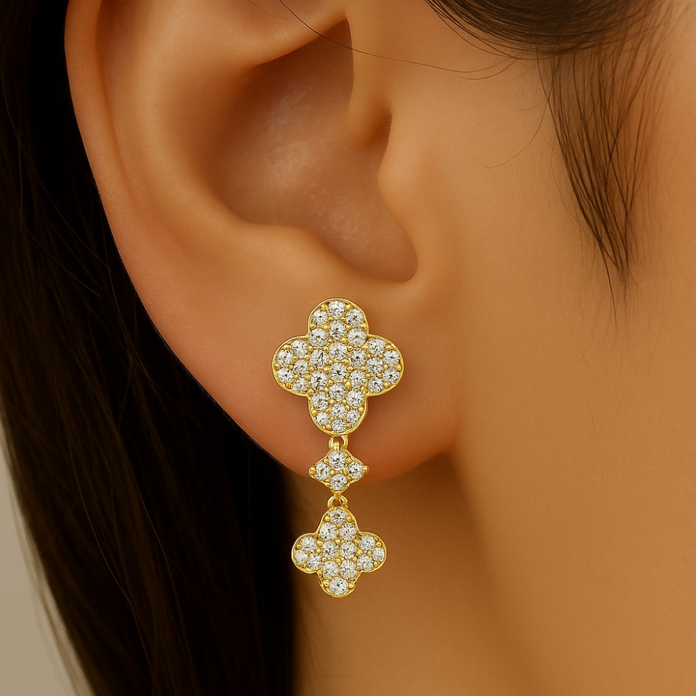 SPECIAL!.51ct G SI 14K Yellow Gold Diamond Clover Drop Earrings