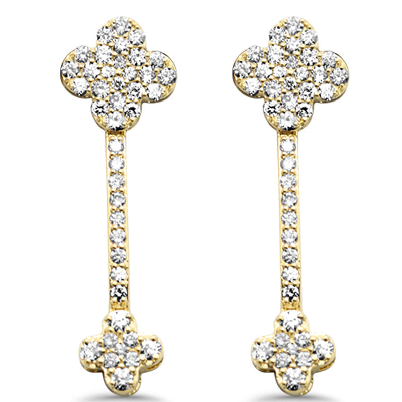 SPECIAL!.51ct G SI 14K Yellow Gold Diamond Clover Design Drop Earrings