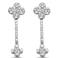 SPECIAL!.50ct G SI 14K White Gold Diamond Clover Design Drop Earrings