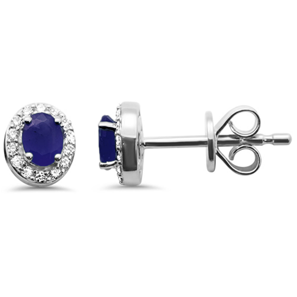 SPECIAL! .55ct G SI 14K White Gold Diamond & Blue Sapphire Gemstone Petite Earrings