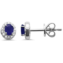 SPECIAL! .55ct G SI 14K White Gold Diamond & Blue Sapphire Gemstone Petite Earrings