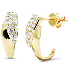 SPECIAL!.32ct G SI 14K Yellow Gold Diamond Dome Style J Hoop Earrings