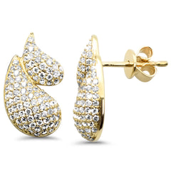 SPECIAL!1.02ct G SI 14K Yellow Gold Pave Set Diamond Pear Shaped Earrings