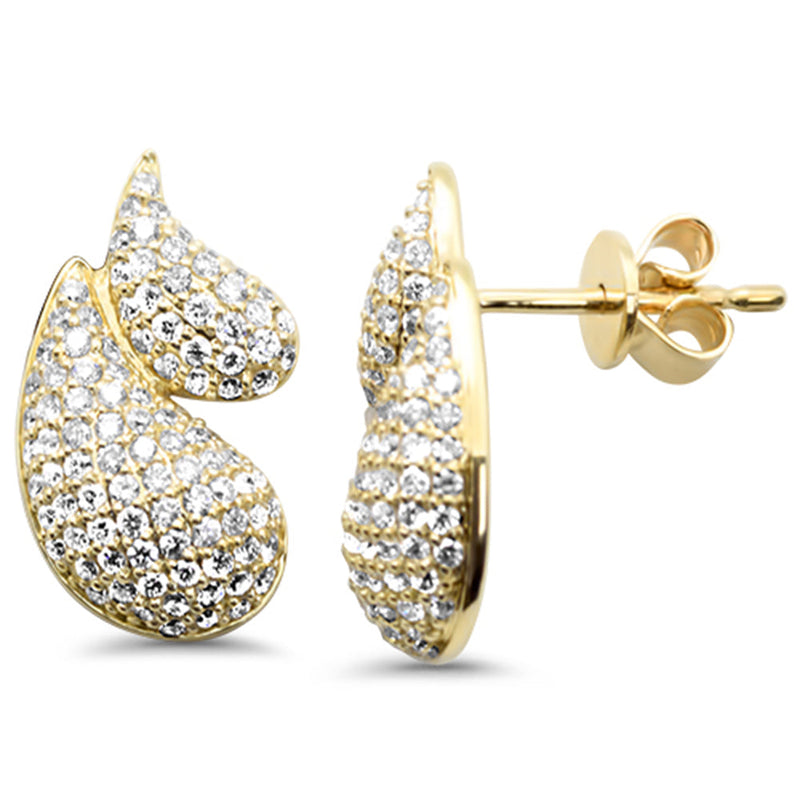 SPECIAL!1.02ct G SI 14K Yellow Gold Pave Set Diamond Pear Shaped Earrings