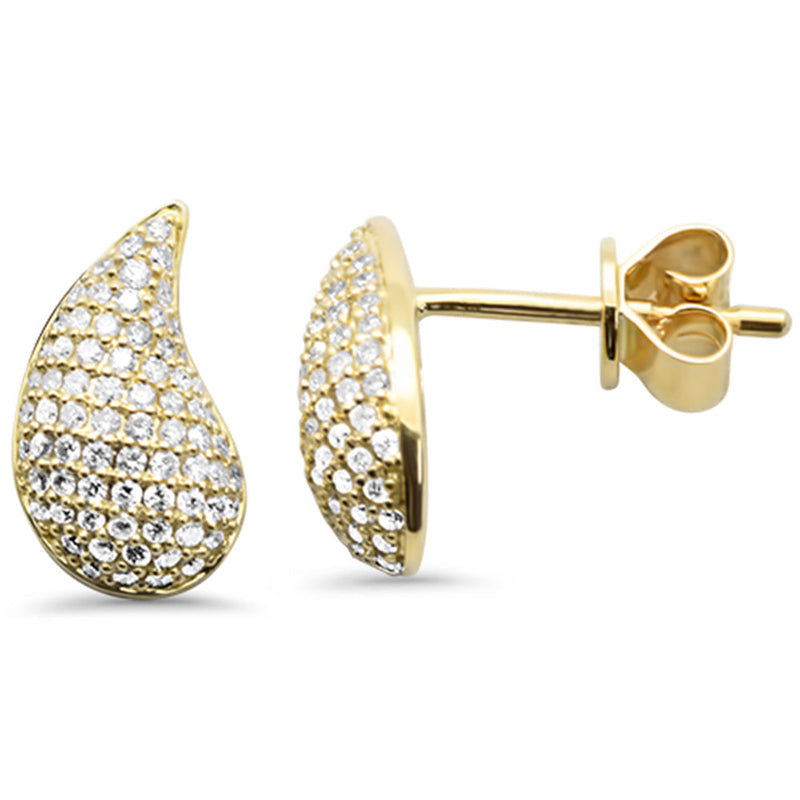 SPECIAL!.44ct G SI 14K Yellow Gold Pave Set Diamond Teardrop Style Earrings
